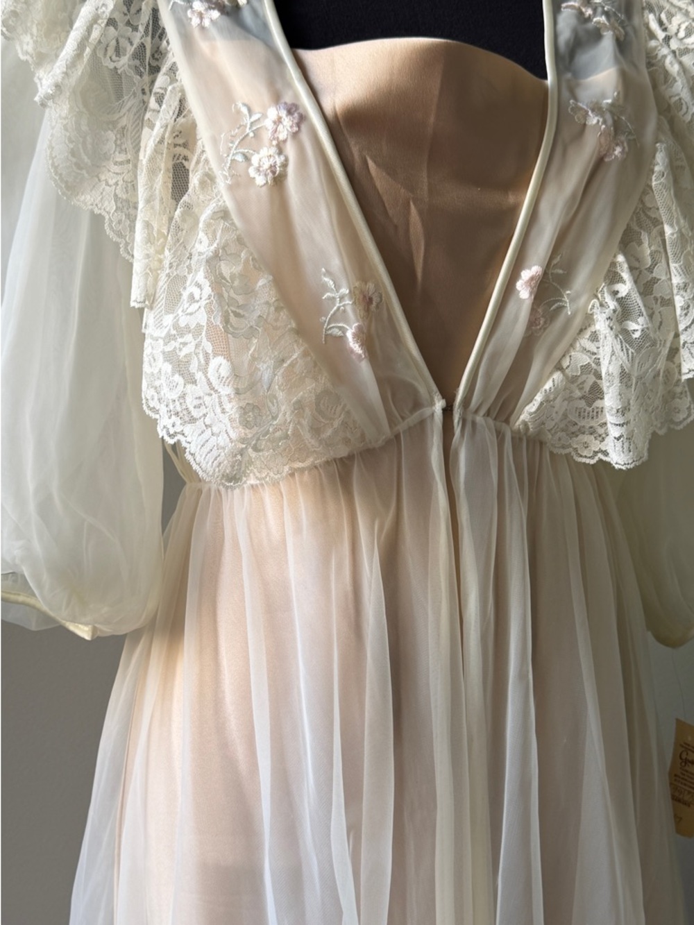 Vintage Sheer Lace Robe in Ivory - Women's Intimates - Picture 6 of 15